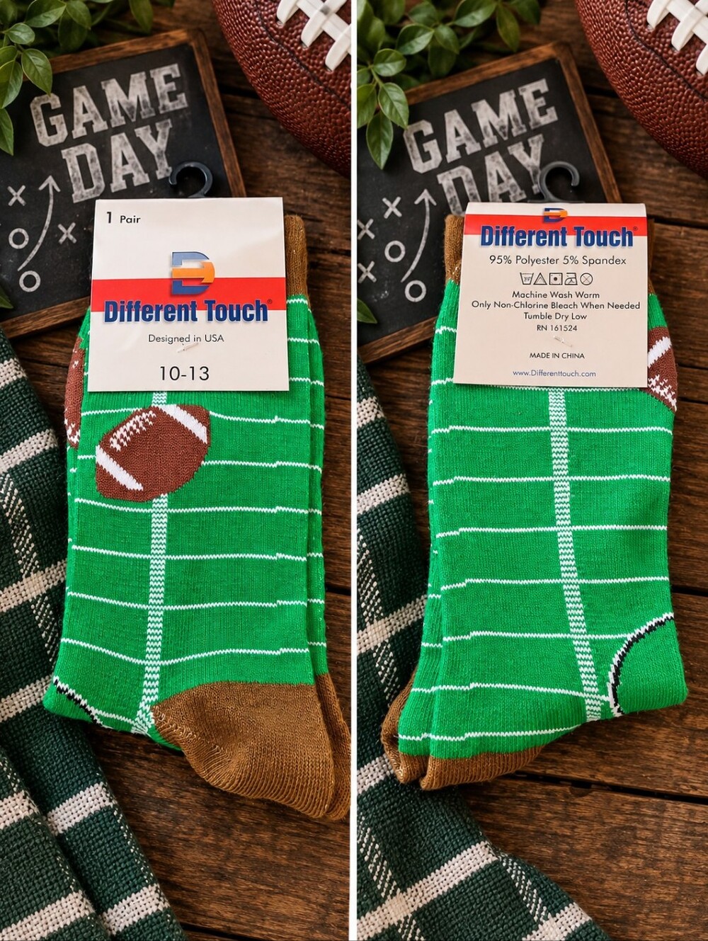 Men's Green Football Crew Socks